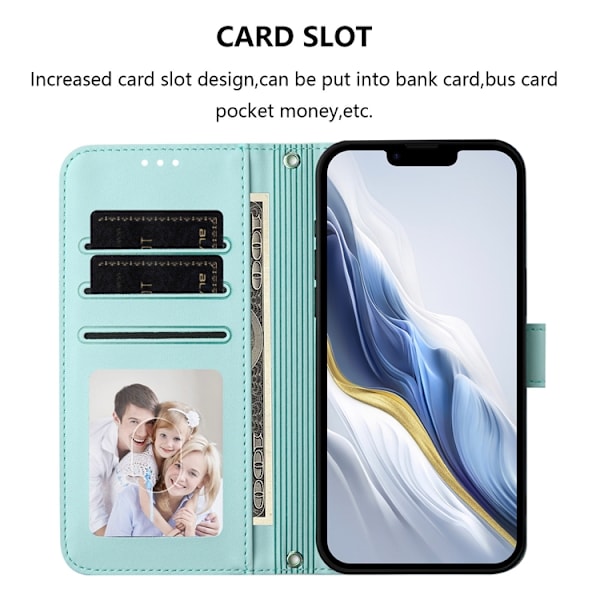 iPhone 17 Pro Plånboksfodral Läder med Handledsrem - Mintgrön Grön