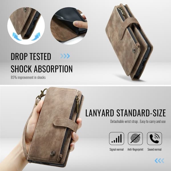 CASEME Konstläder Plånboksfodral för Google Pixel 10 Pro/10/9 Pro/9 - Brun