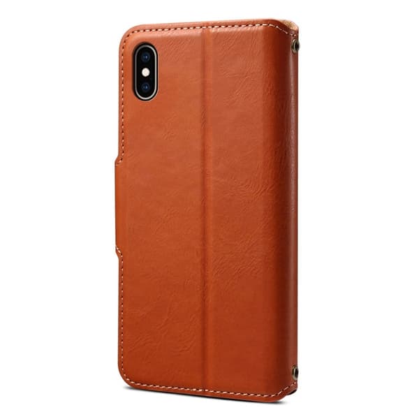 DENIOR iPhone XS Max Plånboksfodral Konstläder Skydd - Brun