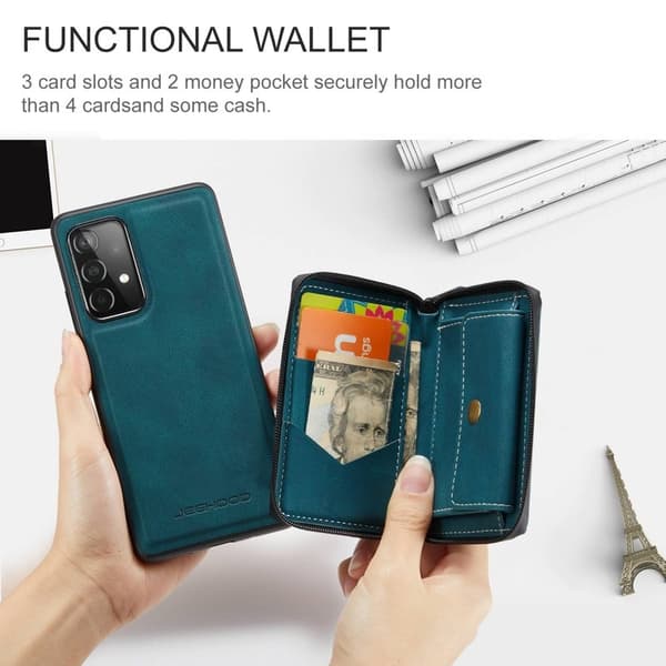 JEEHOOD Samsung Galaxy A53 5G Konstläder Plånboksfodral Magnetisk Blå