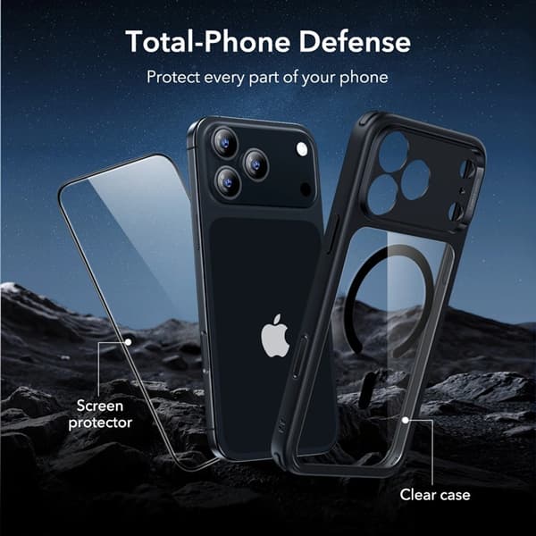 ESR telefontaske til iPhone 17 Pro Max Magsafe Classic Hybird - Klar/Sort Transparent
