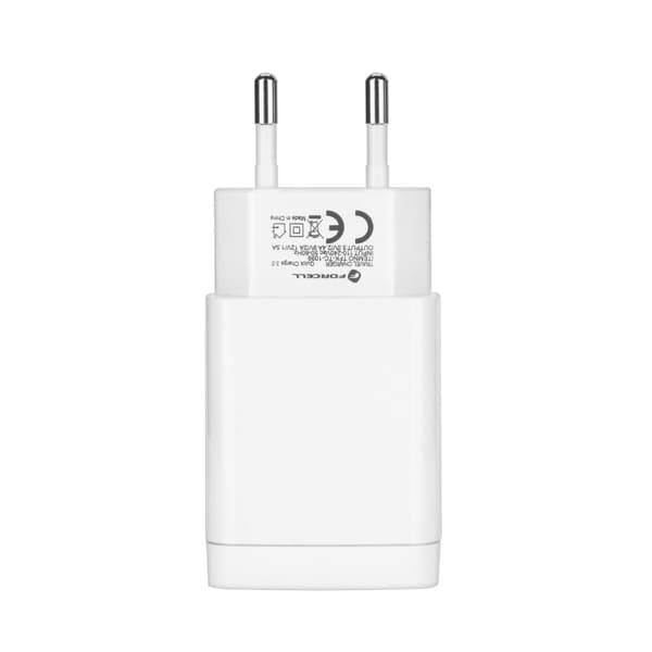 Forcell oplader med USB-A 2.4A 18W med hurtigopladning 3.0 Vit