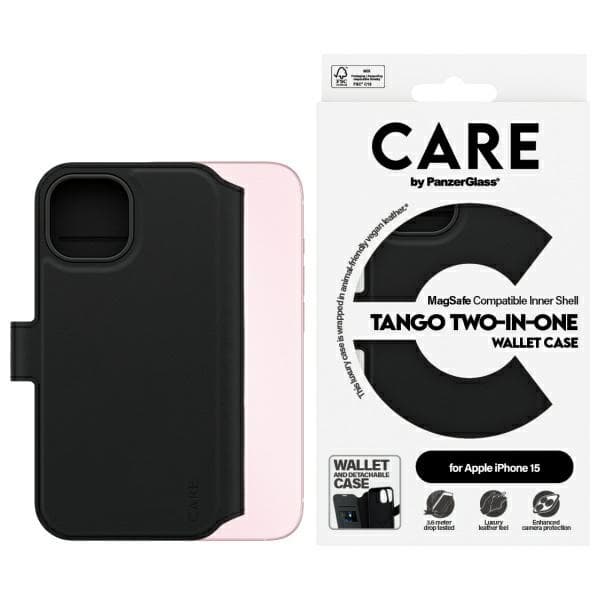 CARE PanzerGlass iPhone 15 Pung Taske MagSafe Tango - Sort