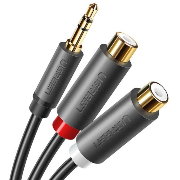 Ugreen lydadapterstik 3,5 mm til 2xRCA-kabel 0,25 m - grå