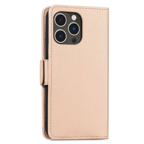 iPhone 14 Pro Plånboksfodral Flower Decor Magnetic - Khaki Beige
