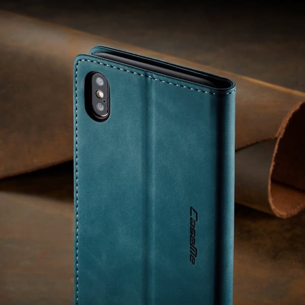CASEME 013 Plånboksfodral Konstläder för iPhone XS Max - Blå