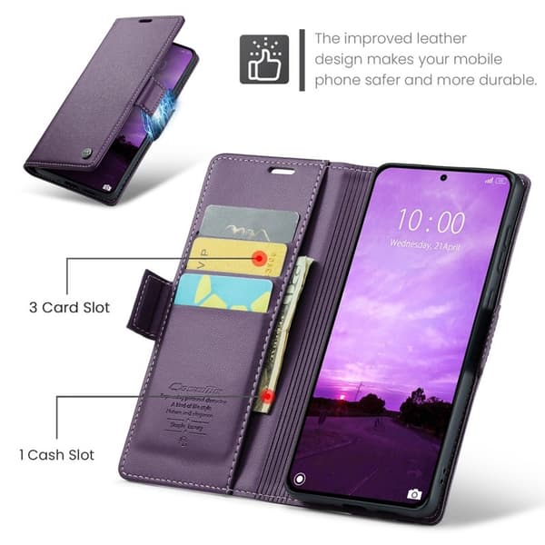 CASEME Xiaomi 14T Pro Plånboksfodral Konstläder RFID-Skydd Lila