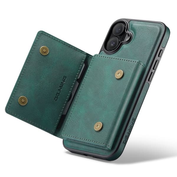 DG.MING M5 Series Mobilskal till iPhone 16 Plus Magnetiskt Konstläder Grön