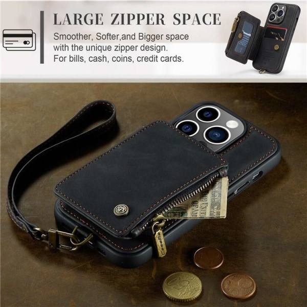 CASEME iPhone 14 Pro Max Plånboksfodral C20 Zipper Kickstand - S