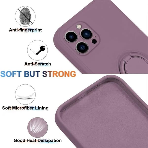 Mobilskal till iPhone 15 Pro Ringhållare Liquid Silikon - Lila Lila