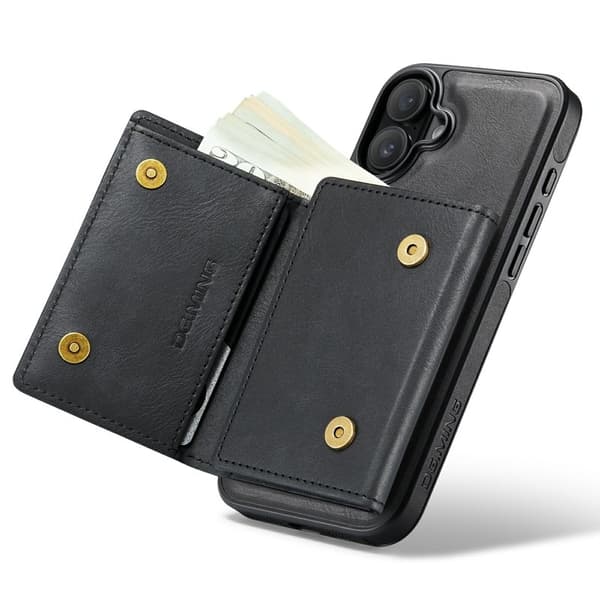 DG.MING M6 Series Mobilskal till iPhone 16 Magnetiskt Plånboksfodral Svart