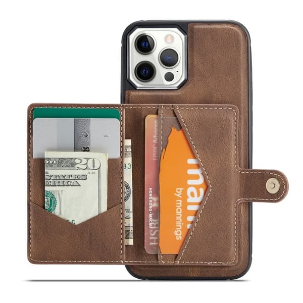 JEEHOOD Detachable Magnetic Wallet Mobilskal iPhone 12 Pro - Brun
