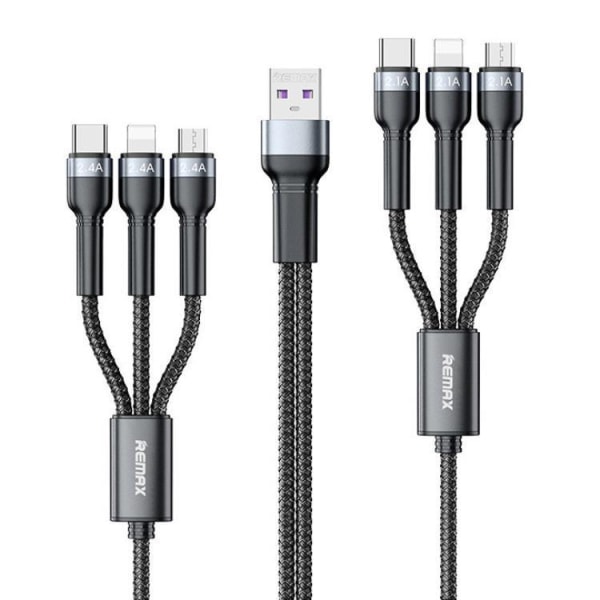 Remax 6in1 Micro USB-C Lightning Kabel 2m - Sort