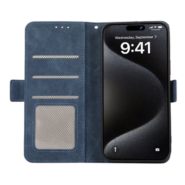 ABEEL Mobilskal till iPhone 16 Pro Max Magnetiskt RFID-skydd Konstläder Blå
