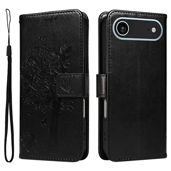 iPhone Air Konstläder Plånboksfodral Tree Pattern - Svart Svart