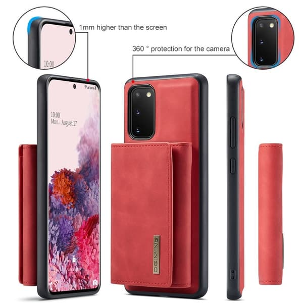 DG.MING 2-in-1 Plånboksfodral med Magnet för Samsung S20 - Röd