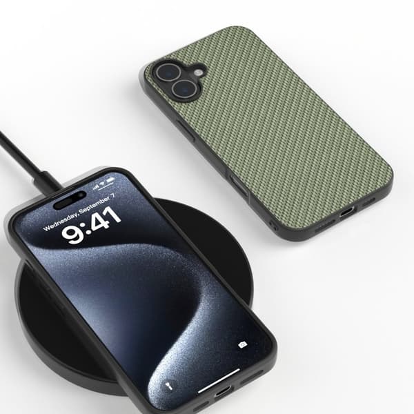 ABEEL Mobilskal till iPhone 16 Plus Hybrid Kolfiber Grön