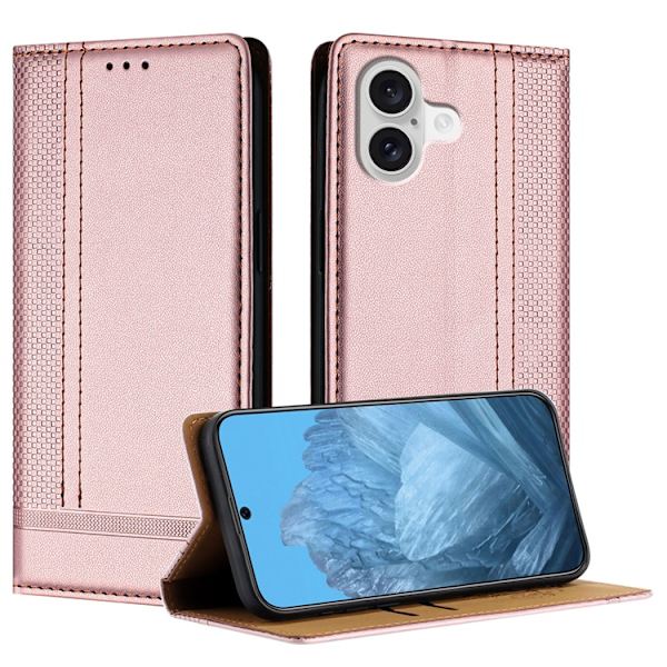 iPhone 17 Plånboksfodral L Shaped Grid Pattern - Roséguld Roséguld