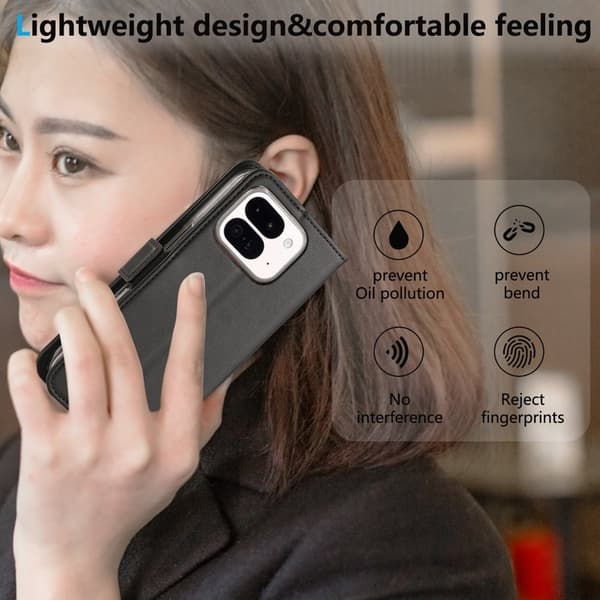 ABEEL Style A02 Konstläder Plånboksfodral för Google Pixel 9 Pro - Svart