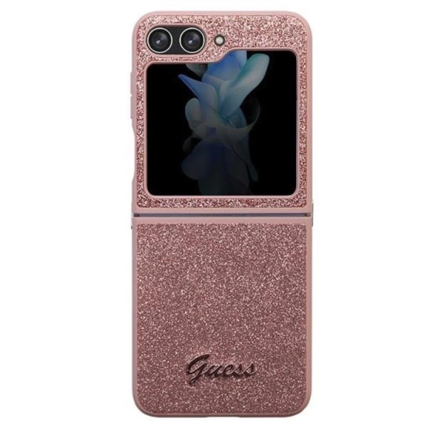 Guess Galaxy Z Flip 5 Mobile Cover Glitter Script - vaaleanpunainen