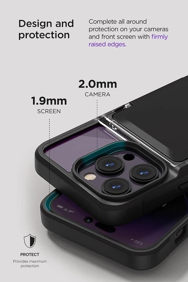 VRS DESIGN Neo Flip Skal iPhone 14 Pro - Musta Svart