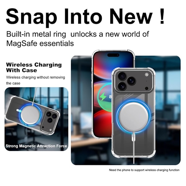 IMAK Mobilskal till iPhone 17 Pro MagSafe Shockproof - Clear Transparent