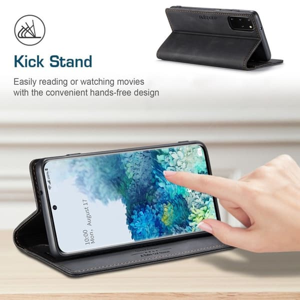 AUTSPACE A01 Plånboksfodral för Samsung Galaxy S20 Plus Konstläder - Svart