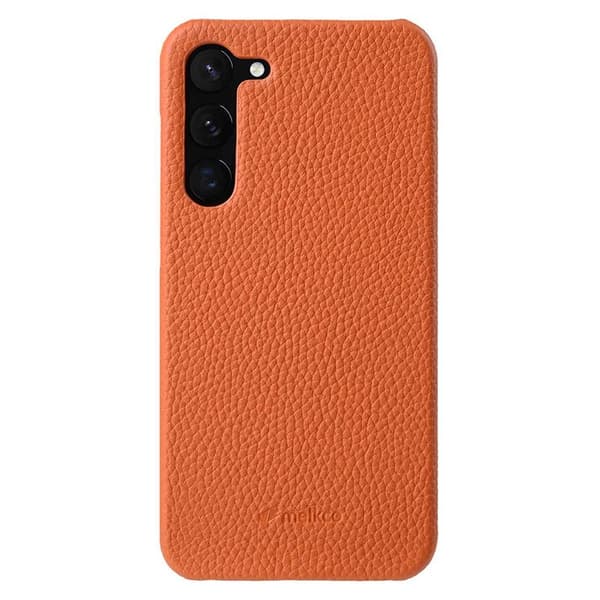 MELKCO Mobilskal till Samsung Galaxy S23 Plus Äkta Läder PC Orange