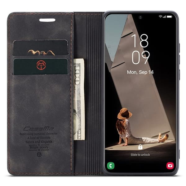 CASEME 013 Plånboksfodral för Samsung Galaxy S21 FE - Svart