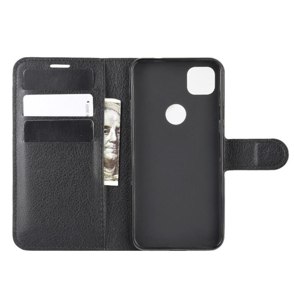 Litchi Leather plånboksfodral till Google Pixel 4A - Svart Svart