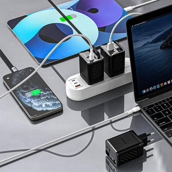 Dudao Hurtiglader 67W USB-C GaN med Indbygget Udtrækkelig A67EU - Sort Svart