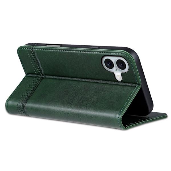 AZNS iPhone 16 Plus Plånboksfodral Konstläder - Grön