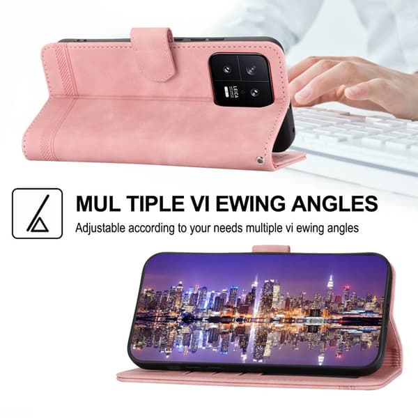 DIERFENG DF-03 Plånboksfodral i Konstläder för Xiaomi 13 5G - Rosa