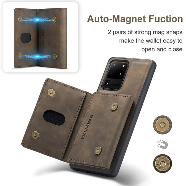 DG.MING M2 Tri-Fold Wallet Mobilskal för Samsung Galaxy S20 Ultra - Brun