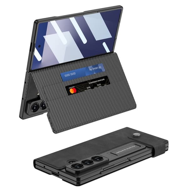 GKK Samsung Galaxy Z Fold7 Konstläder Plånboksfodral Matte PU + PC - Grå