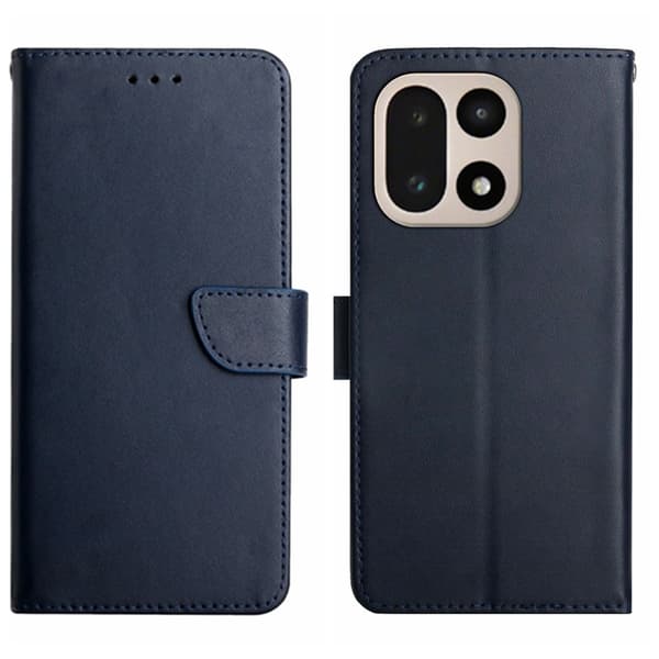 OnePlus 15 5G Plånboksfodral Äkta Läder Nappa Texture Blå