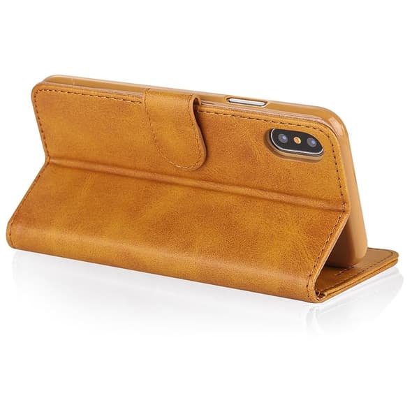 LC.IMEEKE Stand Plånboksfodral i Konstläder för iPhone X - Brun