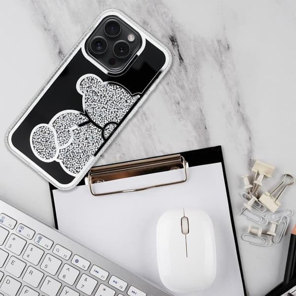 Telefontaske til iPhone 16 Pro Bamse - Sølv Silver