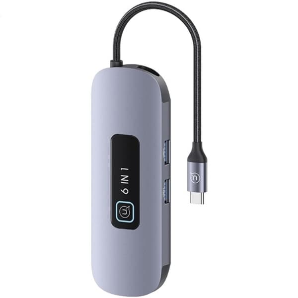 USAMS 6in1 Adapter Hubb 100W 2xUSB-A USB-C HDMI TF SD - Grå Svart