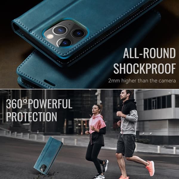 CASEME 033 Mobilskal till iPhone 11 Pro Max RFID Blocker Läder Grön