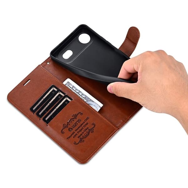 AZNS iPhone Air Plånboksfodral Anti-Scratch Konstläder - Brun