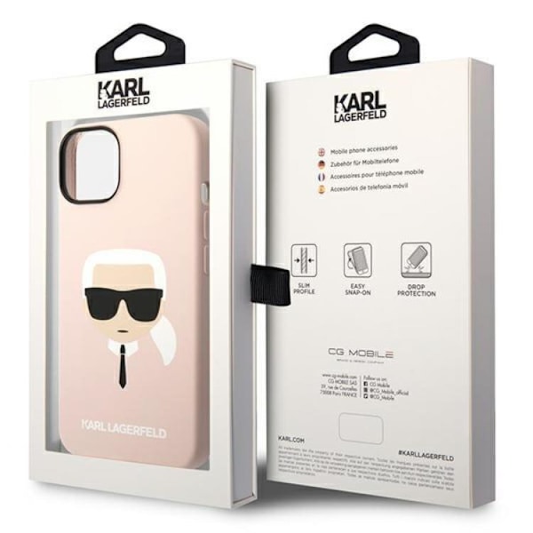 Karl Lagerfeld iPhone 14 Plus Skal Magsafe Silicone Karl`s Head - Rosa