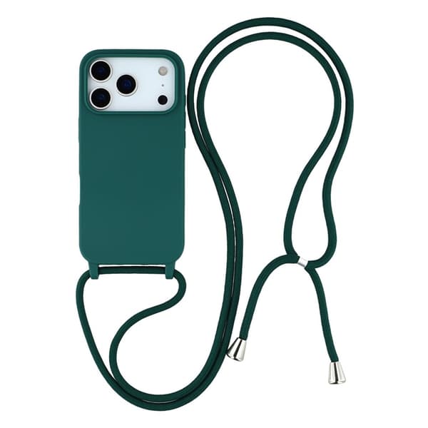 Mobilskal till iPhone 17 Pro Max TPU Shockproof med Lanyard - Mörkgrön Grön