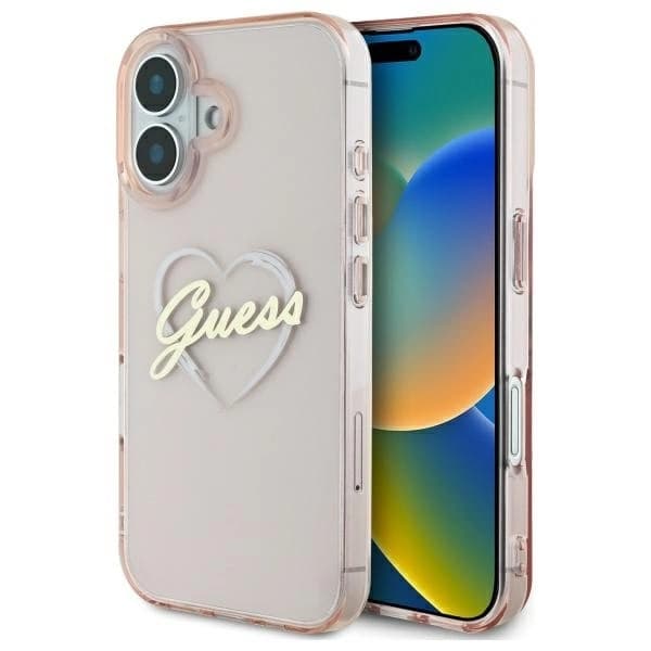 Guess Mobilskal till iPhone 16 IML Heart - Rosa Rosa