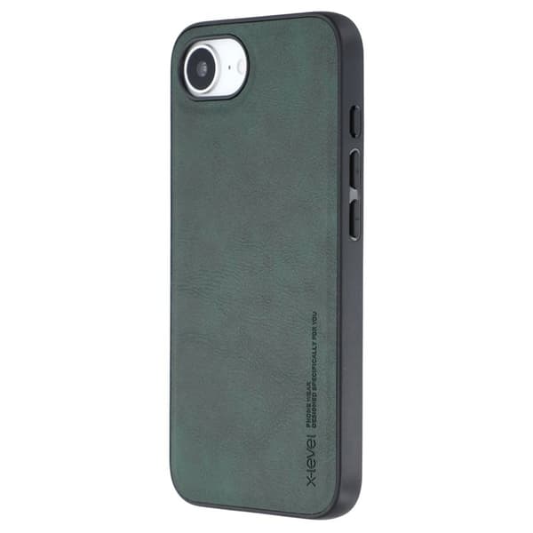 X-LEVEL Bojue-3 Mobilskal till iPhone 16e Läderbelagd PC+TPU - Grön