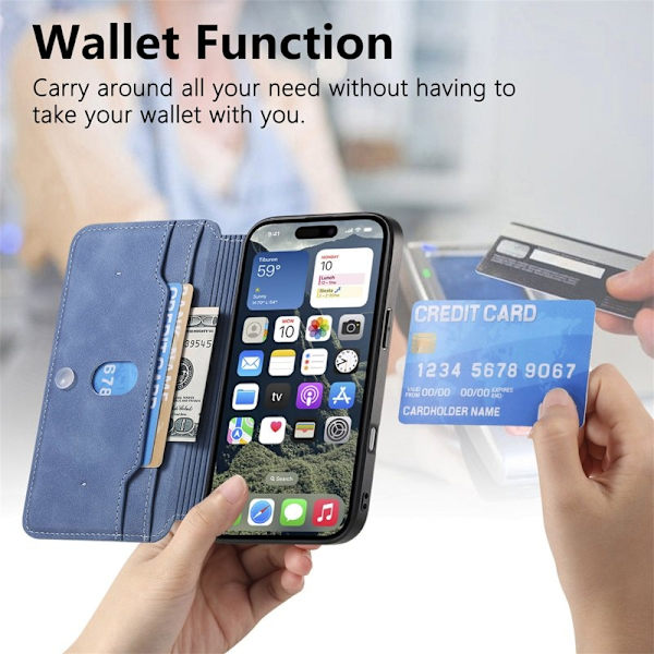 CASENEO iPhone 16 Pro Plånboksfodral Konstläder - Blå