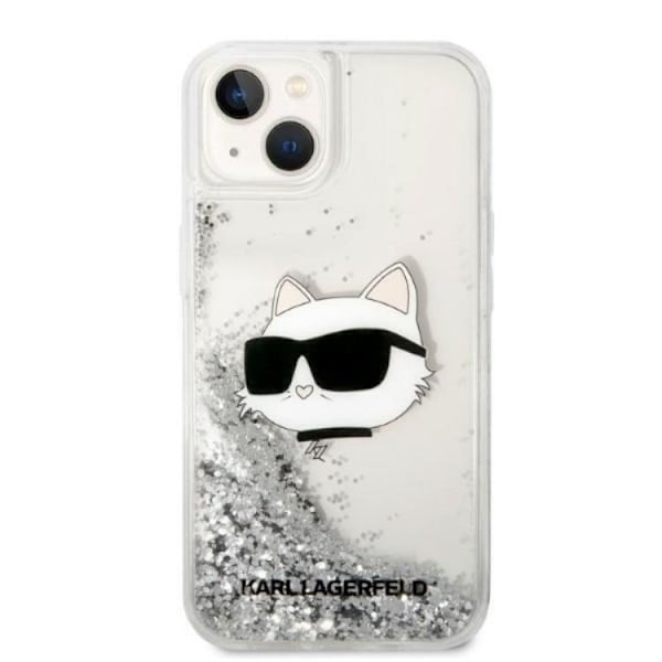 Karl Lagerfeld iPhone 14 Plus Skal Glitter Choupette Head - Silver