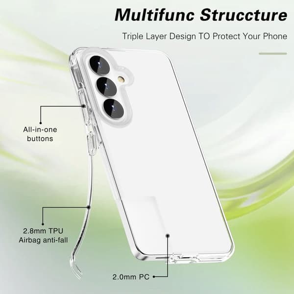 Mobilskal för Samsung Galaxy S26 Plus PC + TPU Stöttålig - Transparent