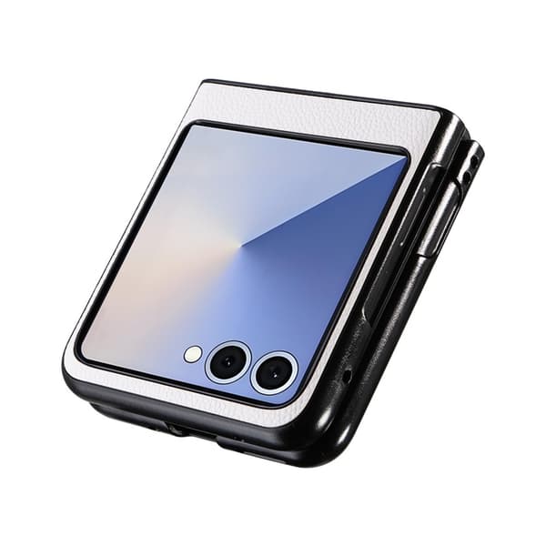 Mobilskal till Galaxy Z Flip7 Litchi Texture Läder - Vit Vit