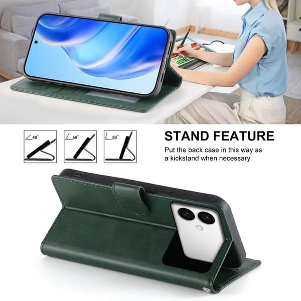 Samsung Galaxy S26 Edge Plånboksfodral Konstläder Flip - Grön